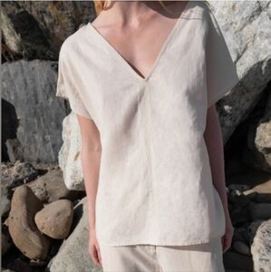 OAK + FORT Linen Blend V-Neck Blouse